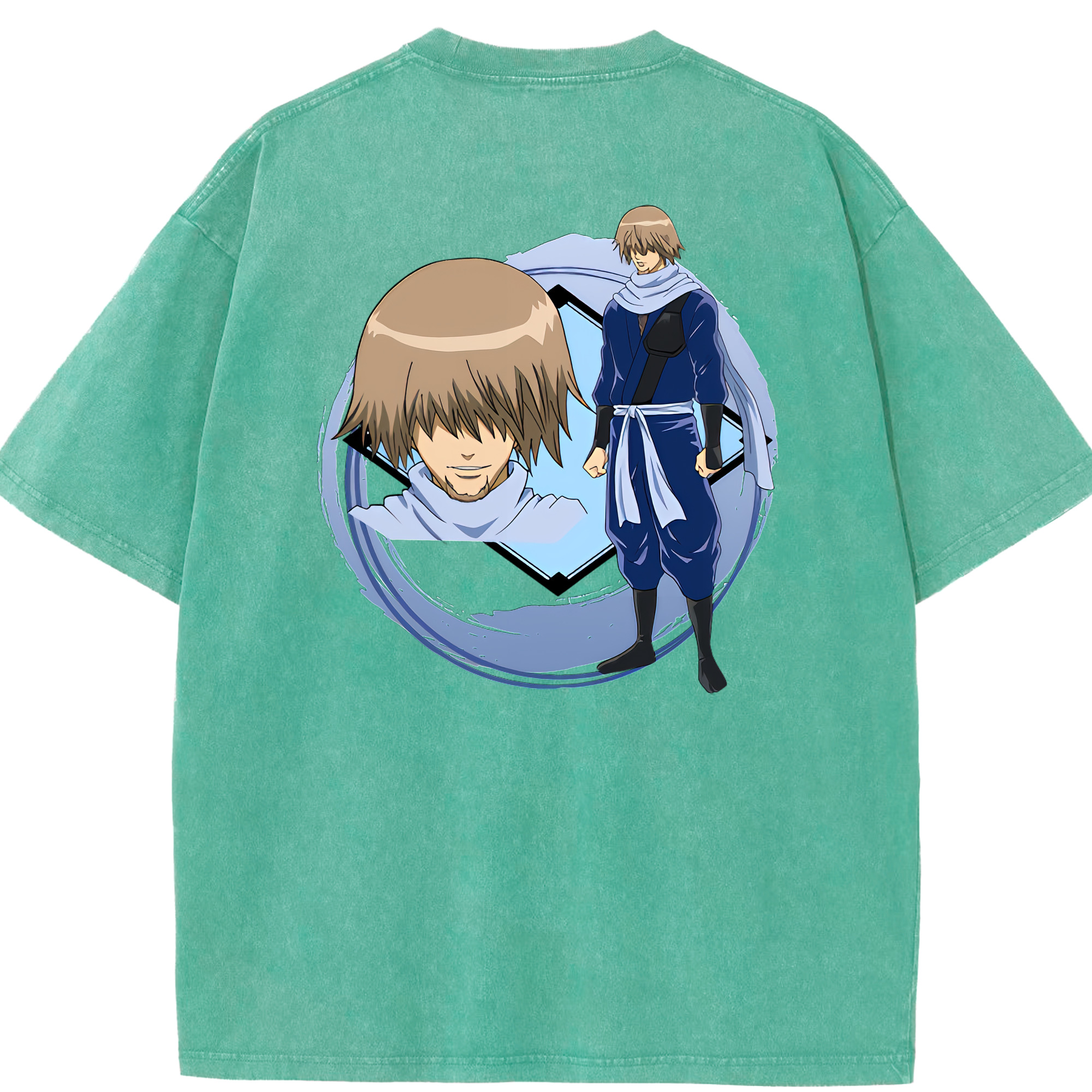 （画像用） ぎんたま 坂田銀時（さかたぎんとき） 神楽 志村新八（しむら しんぱち） GINTAMA Sakata Gintoki Kagura Shimura Shinpachi 綿100% ヴィンテージ風 半袖Tシャツ（背面プリント）
